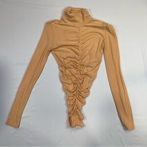 PrettyLittleThing Camel Ruched Bodysuit